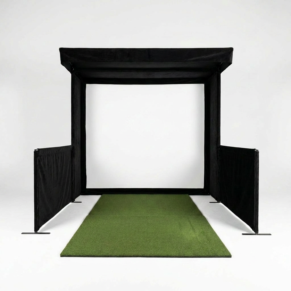 Golf Simulator Enclosure Designed for Indoor Practice, 7 Sizes Available, Impact Screen, Free Side Barriers — Studio Shot