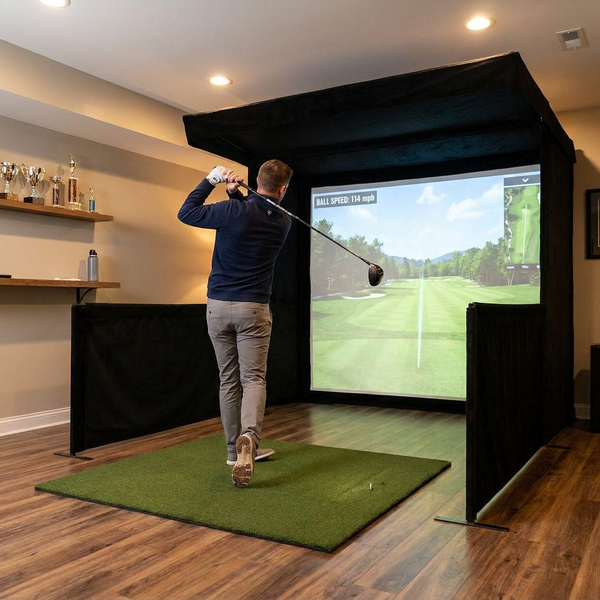 Golf Simulator Enclosure Designed for Indoor Practice, 7 Size Options, Impact Screen, Free Side Barriers