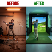 Simbox Golf Simulator Enclosure - 7 Sizes, Pro + Impact Screen and Frame INCLUDES FREE SIDE BARRIERS — Before & After